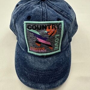 New Country Love Logo Graphic Denim Blue Adjustable Baseball Cap Hat One Size